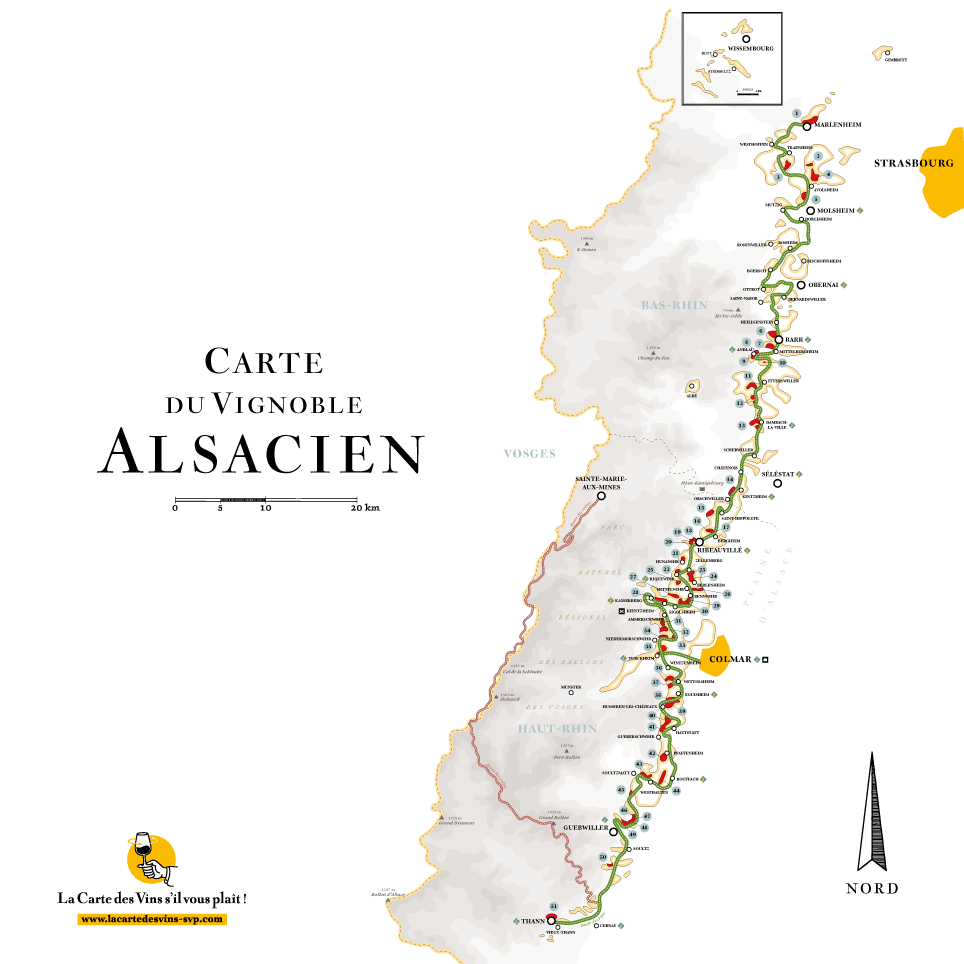 Carte des Vignobles Alsaciens site GFV-en-ligne
